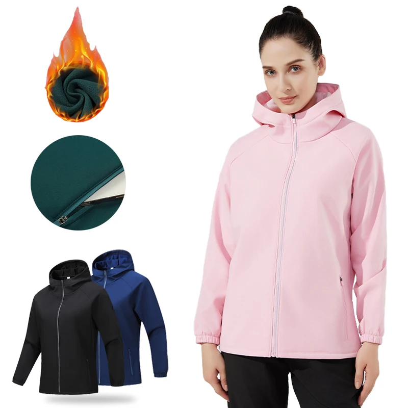 Fleeced Exercise Training Thermal Women Softshell Windbreaker Workout Running Tops Hooded Zipper Fitness Gym Sports Jackets
Fleeced Exercise Training Thermal Women Softshell Windbreaker Workout Running Tops Hooded Zipper Fitness Gym Sports Jackets
