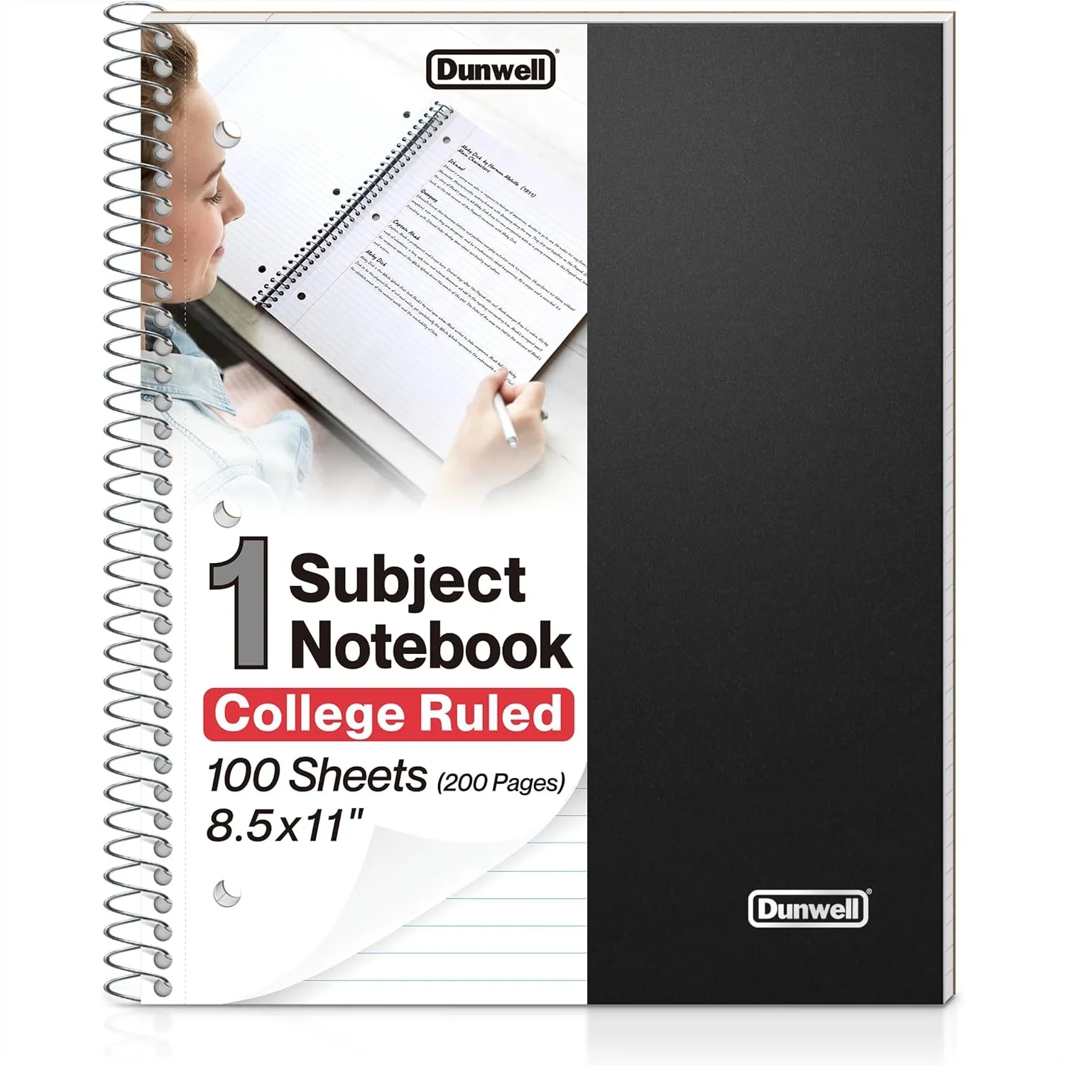 College Ruled Spiral Notebook 8.5x11, 1 Subject 100 Sheets, Plastic Cover with Pocket Divider, 3-Hole Punched Perforated Paper
College Ruled Spiral Notebook 8.5x11, 1 Subject 100 Sheets, Plastic Cover with Pocket Divider, 3-Hole Punched Perforated Paper
