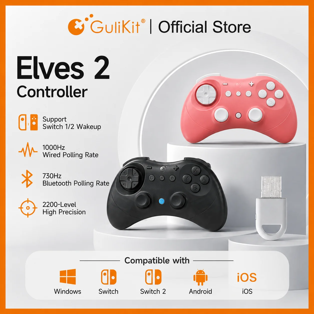 GuliKit Elves 2 Game Controller with Hyperlink 2 Wireless Adapter for Switch/Switch 2,Windows, 730Hz Bluetooth Polling Rate
GuliKit Elves 2 Game Controller with Hyperlink 2 Wireless Adapter for Switch/Switch 2,Windows, 730Hz Bluetooth Polling Rate
