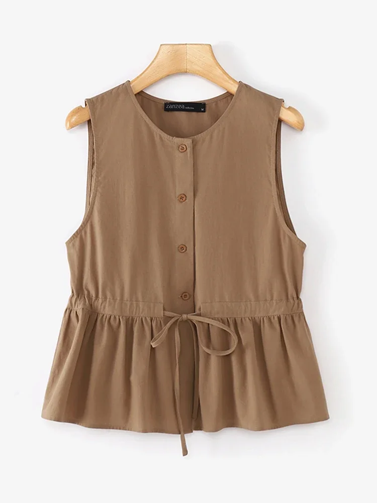 Holiday ZANZEA Women Buttons Tunics Summer Solid Color Tank Tops Fashion Sleeveless Drawstring Waist Vest Korean 2025 Tunics
Holiday ZANZEA Women Buttons Tunics Summer Solid Color Tank Tops Fashion Sleeveless Drawstring Waist Vest Korean 2025 Tunics