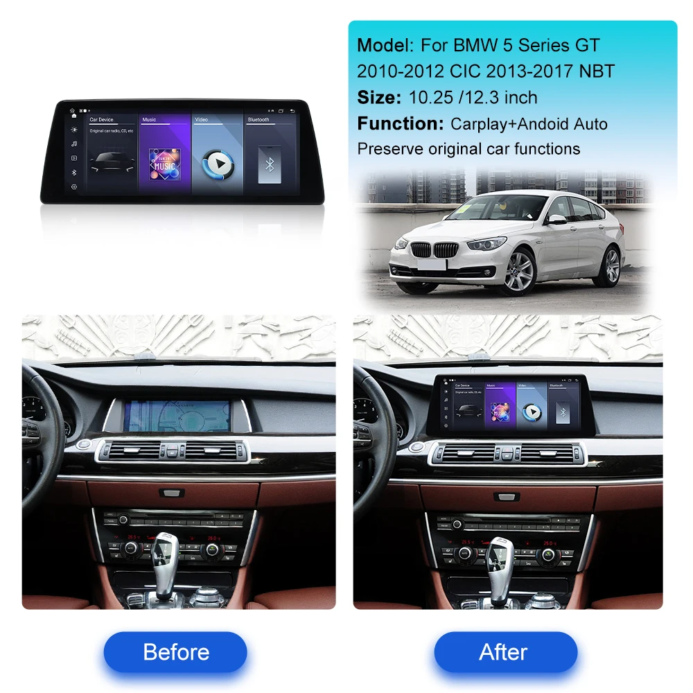 Android Auto 12,3-дюймовый беспроводной Carplay для Linux BMW 5 серии GT 2010-2012 CIC 2013-2017 NBT радио DVD-плеер головное устройство
Android Auto 12,3-дюймовый беспроводной Carplay для Linux BMW 5 серии GT 2010-2012 CIC 2013-2017 NBT радио DVD-плеер головное устройство