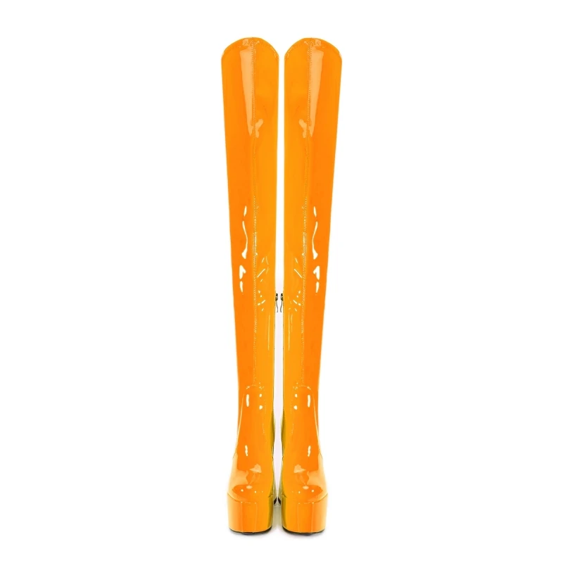 Fashionable new coarse heel waterproof platform patent leather round toe high heels white knee high boots plus size women's boot
Fashionable new coarse heel waterproof platform patent leather round toe high heels white knee high boots plus size women's boot