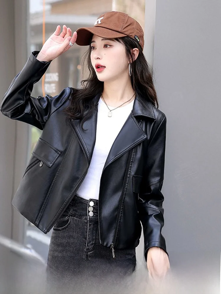 Ning Genuine Leather Jaet Women's ort eepskin Loose Bla Leather Jaet Ladies Outerwear Spring Autumn New Sle
Ning Genuine Leather Jaet Women's ort eepskin Loose Bla Leather Jaet Ladies Outerwear Spring Autumn New Sle