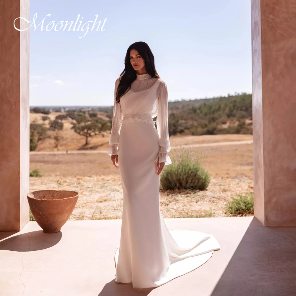 Elegant Pleat High Collar Mermaid Wedding Dress Women 2026 Long Sleeve Buttons Backless Bridal Gown Vestidos De Novia Customized
Elegant Pleat High Collar Mermaid Wedding Dress Women 2026 Long Sleeve Buttons Backless Bridal Gown Vestidos De Novia Customized
