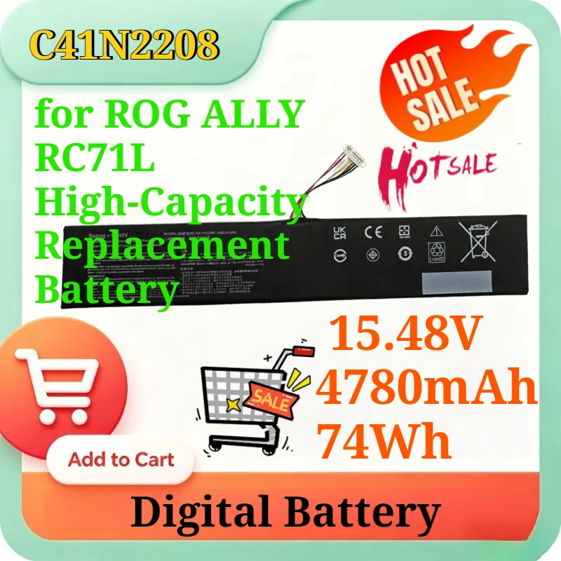 C41N2208 15.48V 4780mAh 74Wh Reliable Upgraded Gaming Handheld Battery for ROG ALLY RC71L High-Capacity Replacement Battery
C41N2208 15.48V 4780mAh 74Wh Reliable Upgraded Gaming Handheld Battery for ROG ALLY RC71L High-Capacity Replacement Battery