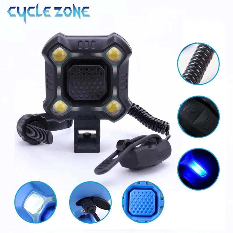 2 in 1 Bicycle Light Electric Horn 4 LED Bike Headlight with 5 Sounds 8 Lighting Modes Rechargeable Cycling Safety MTB Bike Lamp
2 in 1 Bicycle Light Electric Horn 4 LED Bike Headlight with 5 Sounds 8 Lighting Modes Rechargeable Cycling Safety MTB Bike Lamp