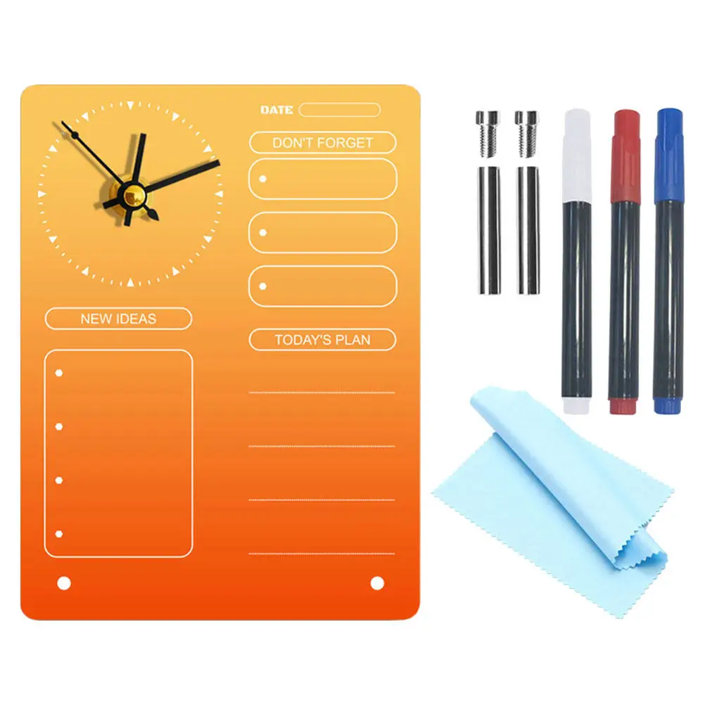 Набор: акриловая доска для записей, настольные часы, блокнот, органайзер для сообщений, доска для заметок, настольная маркерная доска для офиса и дома
Набор: акриловая доска для записей, настольные часы, блокнот, органайзер для сообщений, доска для заметок, настольная маркерная доска для офиса и дома