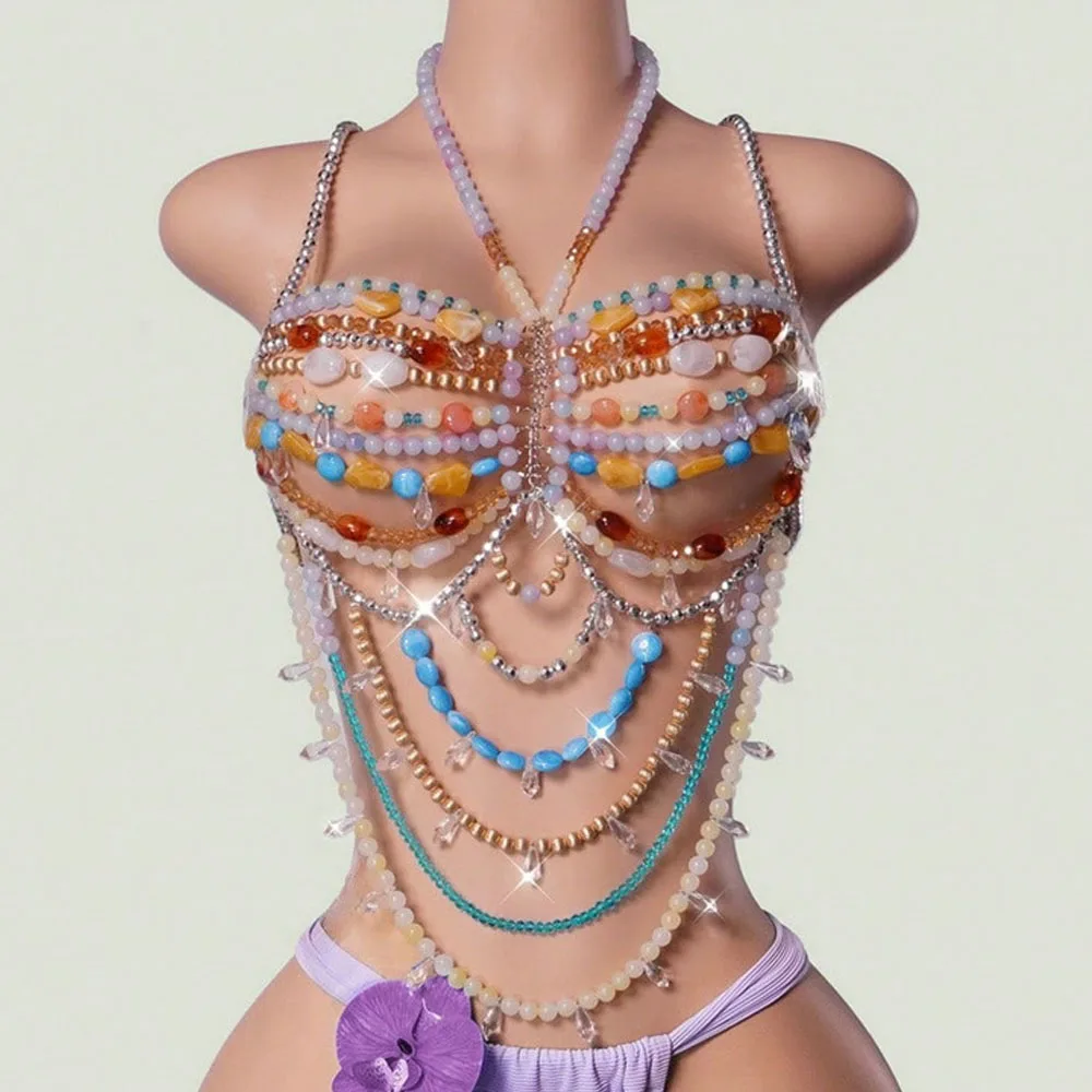 Handmade Female Halter Body Chain Green and Purple Cover Up Bras Festival Rave Lingerie Hippie Coquette Gemstone Beaded Bralette
Handmade Female Halter Body Chain Green and Purple Cover Up Bras Festival Rave Lingerie Hippie Coquette Gemstone Beaded Bralette