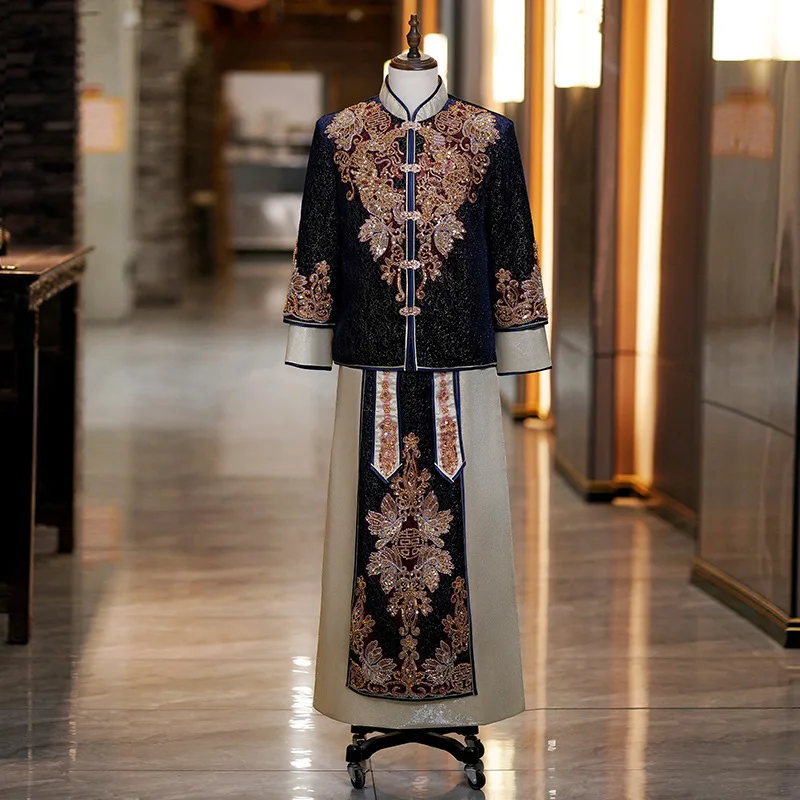 Large size groom Xiuhe suit men's Chinese toast suit Tang suit jacket kiss dress black
Large size groom Xiuhe suit men's Chinese toast suit Tang suit jacket kiss dress black