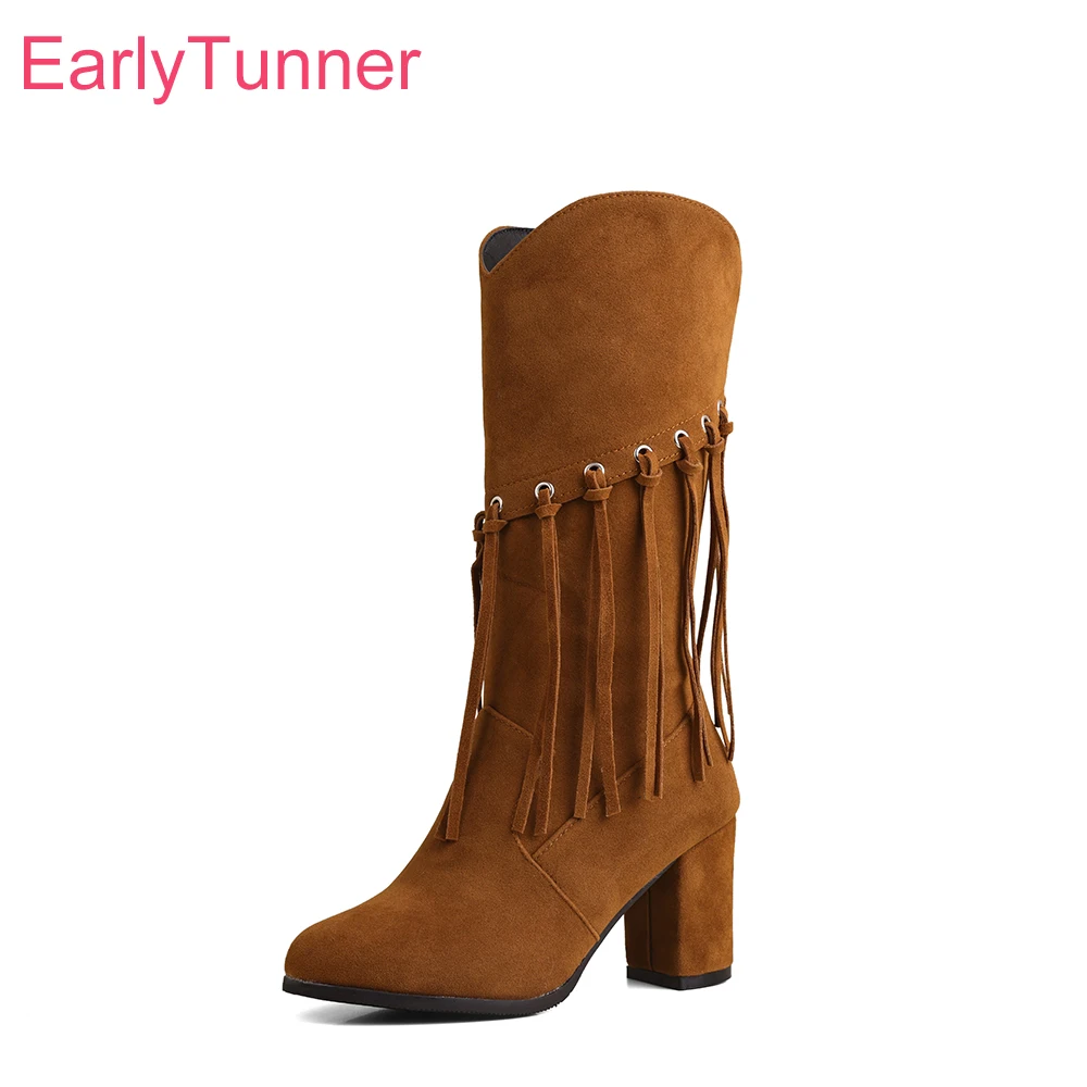 2024 Winter Sweet Black Brown Women Mid Calf Boots Hot Round Toe High Heels Lady Casual Shoes Plus Small Big Size 33 43 46 52
2024 Winter Sweet Black Brown Women Mid Calf Boots Hot Round Toe High Heels Lady Casual Shoes Plus Small Big Size 33 43 46 52