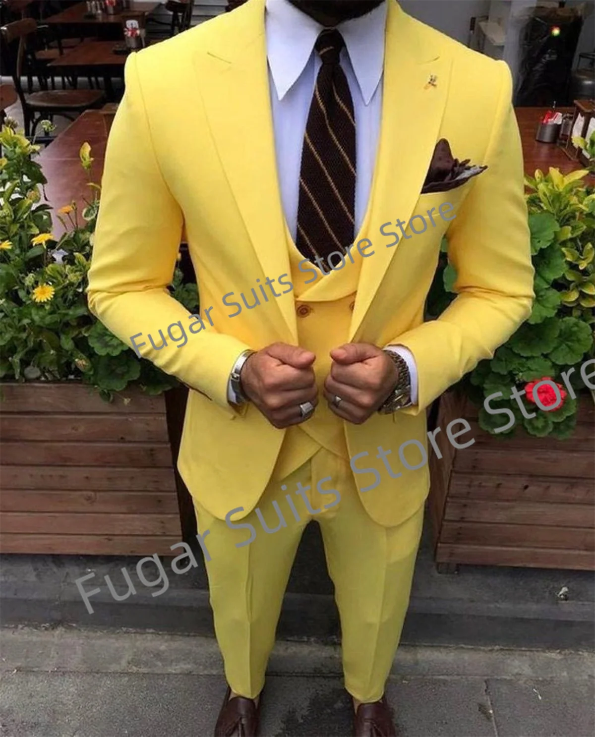 Fashion Luxuly Yellow Wedding Suits For Men Slim Fit Peak Lapel Groom Tuxedos 3 Piece Sets Casual Male Blazer Costume Homme
Fashion Luxuly Yellow Wedding Suits For Men Slim Fit Peak Lapel Groom Tuxedos 3 Piece Sets Casual Male Blazer Costume Homme
