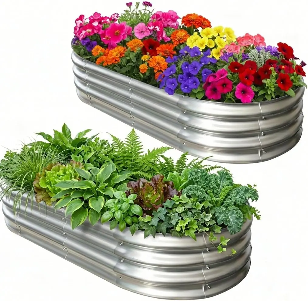 Galvanized Raised Garden Bed for Outdoor: 4X2X1ft Durable Metal Vegetable Plant Container Kit - Oval Planter Box for Gar
Galvanized Raised Garden Bed for Outdoor: 4X2X1ft Durable Metal Vegetable Plant Container Kit - Oval Planter Box for Gar