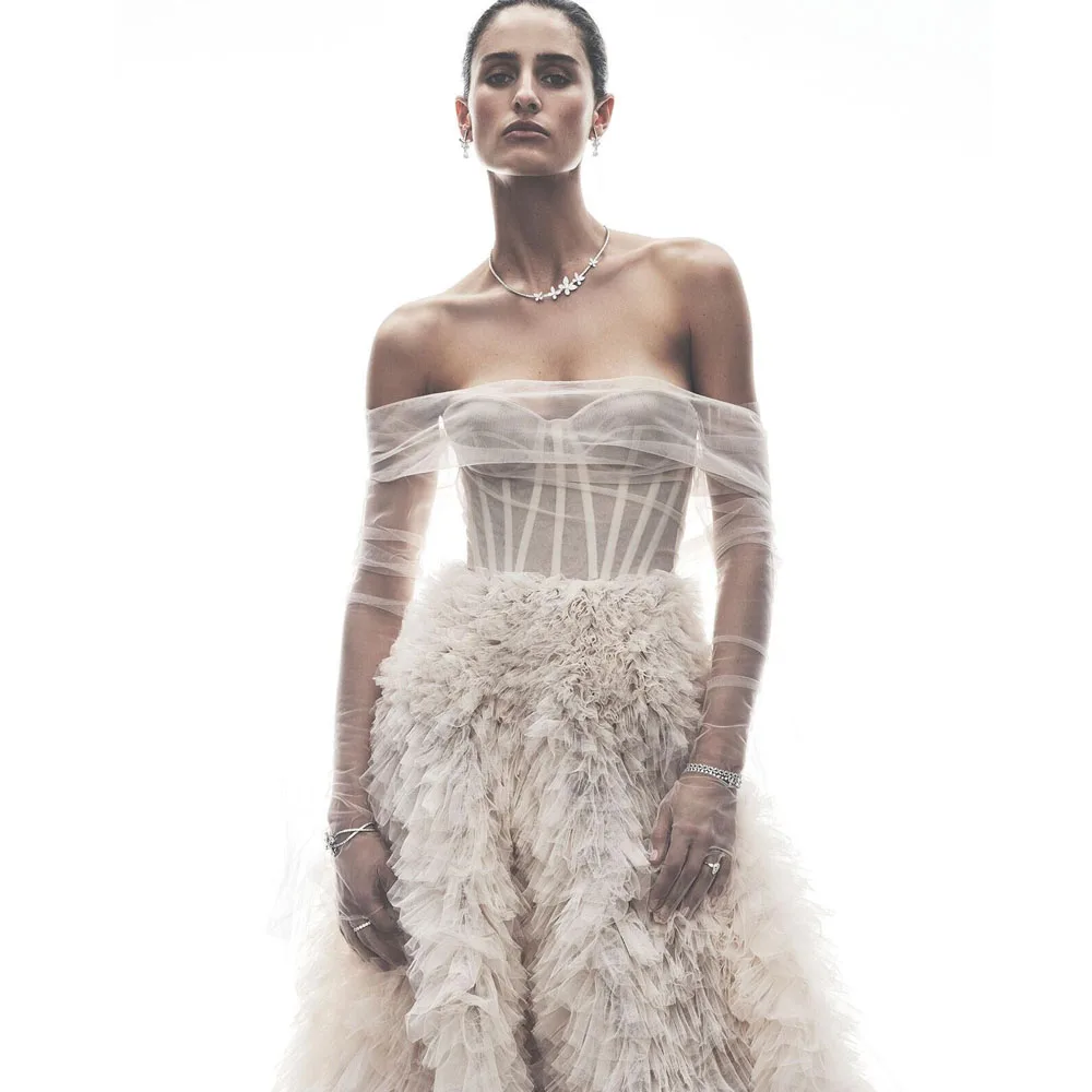 Fairytale Beige Volume Tulle Wedding Dresses With Corset Bustier See Thru Full Sleeves Tulle Ball Gowsn
Fairytale Beige Volume Tulle Wedding Dresses With Corset Bustier See Thru Full Sleeves Tulle Ball Gowsn