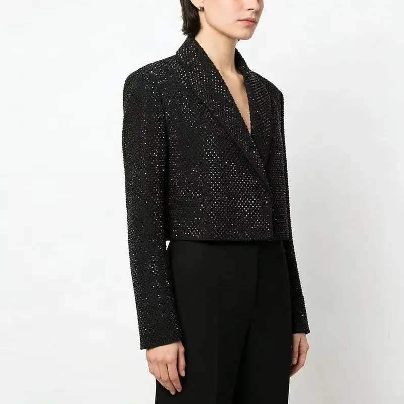 High-Quality Fashionable Women's Suit Jacket with Heavy-Duty Rhinestones Slimming Versatile Short Style Long Sleeve
High-Quality Fashionable Women's Suit Jacket with Heavy-Duty Rhinestones Slimming Versatile Short Style Long Sleeve