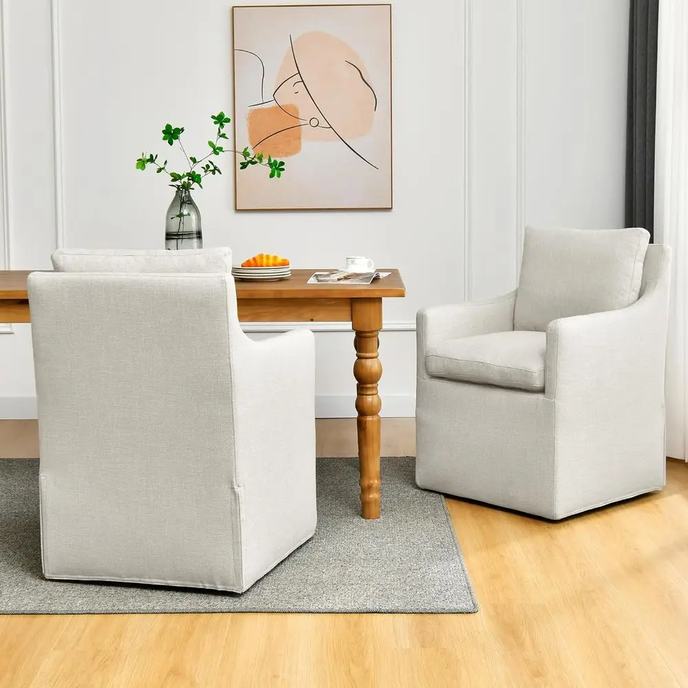 Pair of Linen Upholstered Dining Chairs, Accent Chair for Living Room, Single Sofa Chair with Casters, Upholstered Armchair for
Pair of Linen Upholstered Dining Chairs, Accent Chair for Living Room, Single Sofa Chair with Casters, Upholstered Armchair for