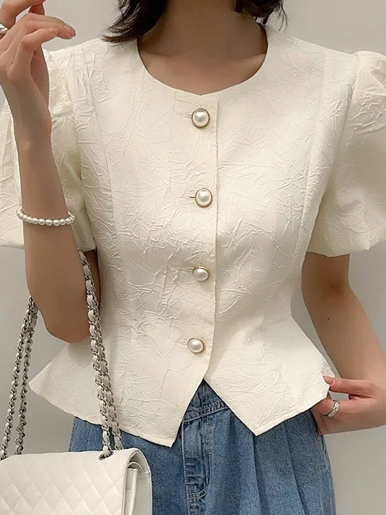 Korean Style Short Bubble Sleeve Jacket Women's Fashion Textured Print Slim Fit Summer New Arrival Versatile Waist-Cinching Top
Korean Style Short Bubble Sleeve Jacket Women's Fashion Textured Print Slim Fit Summer New Arrival Versatile Waist-Cinching Top