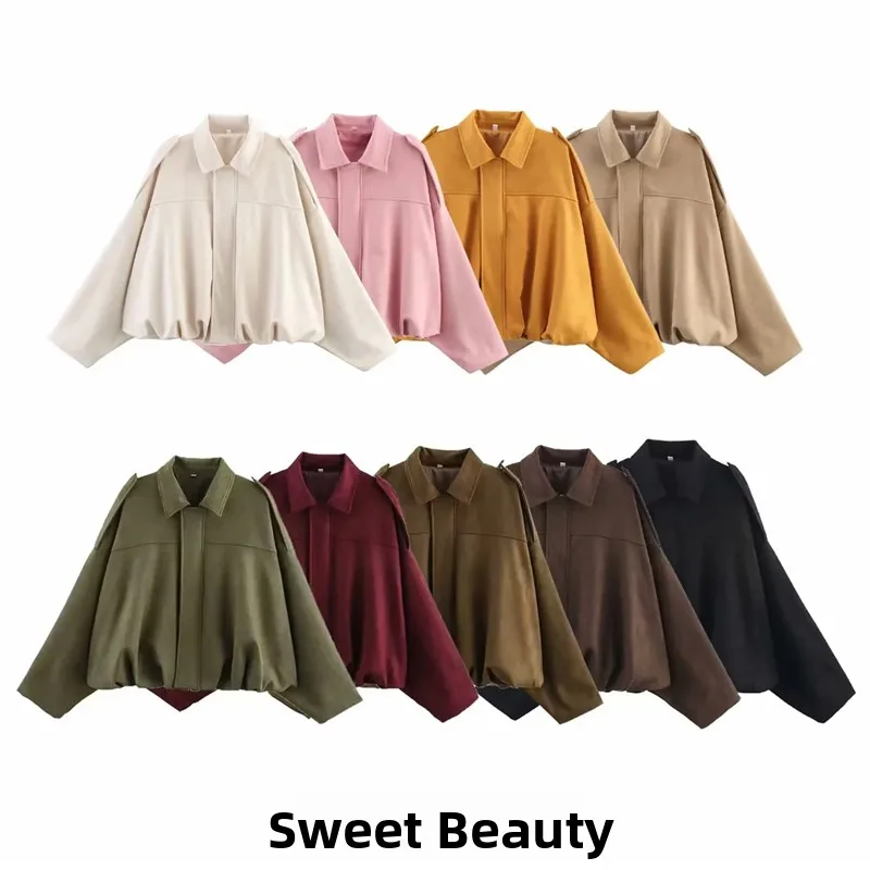 Spring New Arrival Women's Biker Jacket Faux Suede Batwing Sleeve Turn-down Collar Casual Loose Fit Long Sleeve Zipper Closure
Spring New Arrival Women's Biker Jacket Faux Suede Batwing Sleeve Turn-down Collar Casual Loose Fit Long Sleeve Zipper Closure
