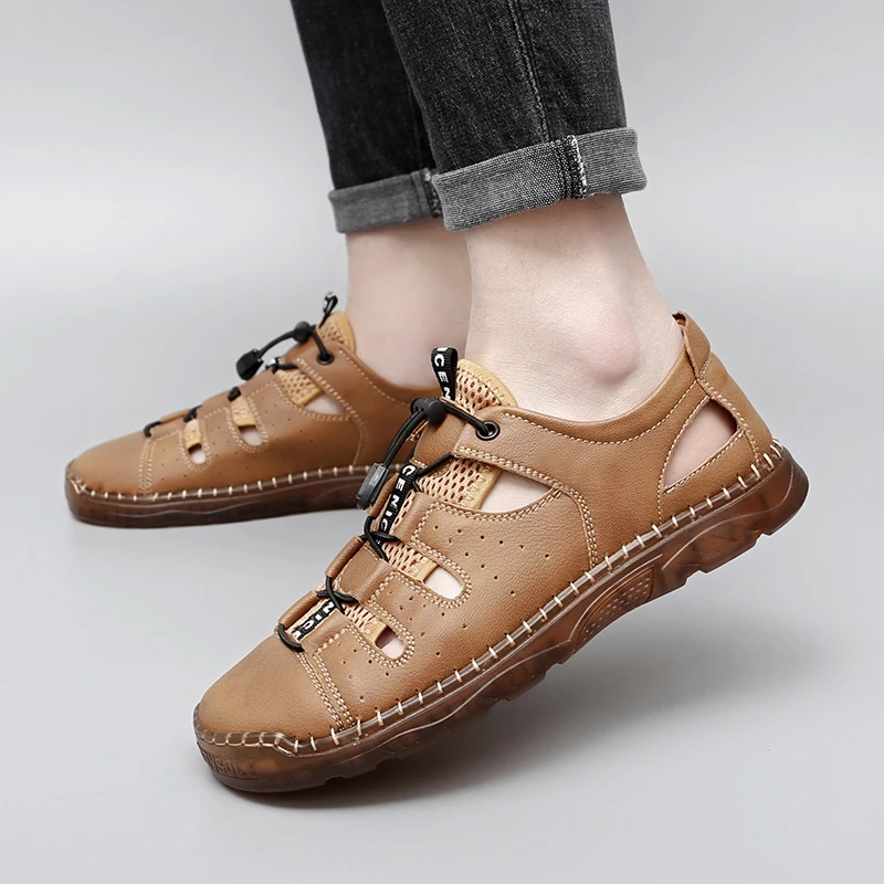 Outdoor Men Sandals Summer Genuine Leather Mesh Walking Casual Sandals Non-slip Hiking Trekking Shoes Beach Mens Shoes Big Size
Outdoor Men Sandals Summer Genuine Leather Mesh Walking Casual Sandals Non-slip Hiking Trekking Shoes Beach Mens Shoes Big Size