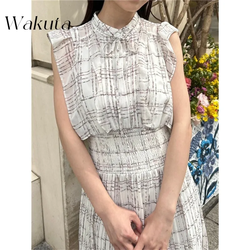 WAKUTA Japan Korea Spring Summer Round Neck Plaid Refreshing Small Fly Sleeve Tie Robe Vintage Commuting High Waist Pleated Gown
WAKUTA Japan Korea Spring Summer Round Neck Plaid Refreshing Small Fly Sleeve Tie Robe Vintage Commuting High Waist Pleated Gown