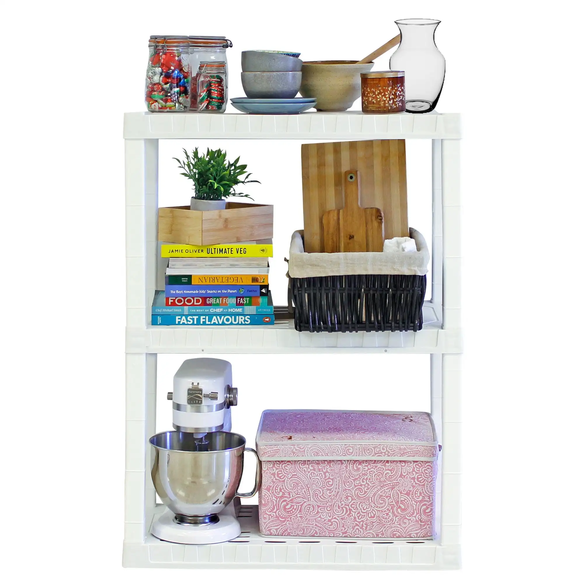 Plastic Shelves Garage Storage Shelving Unit 3-Tier 39"H x 14"D x 30"W White-300 lb Total Capacity
Plastic Shelves Garage Storage Shelving Unit 3-Tier 39"H x 14"D x 30"W White-300 lb Total Capacity