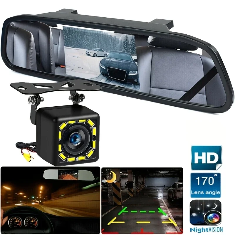 Bileeko HD Car Backup Camera System - Night Vision Easy Install Rear View Monitor for SUVs/Pickups/Campers/Trailers/RVs