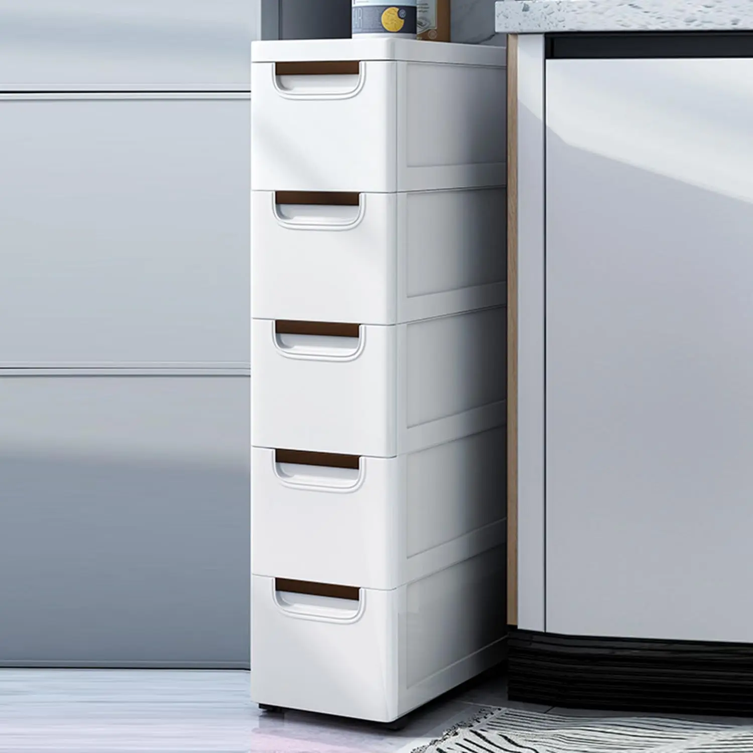 5 Drawers Narrow Slim Plastic Storage Cabinet,Storage Drawer with 4 Wheels,5 Tier Drawers Dresser,White
5 Drawers Narrow Slim Plastic Storage Cabinet,Storage Drawer with 4 Wheels,5 Tier Drawers Dresser,White