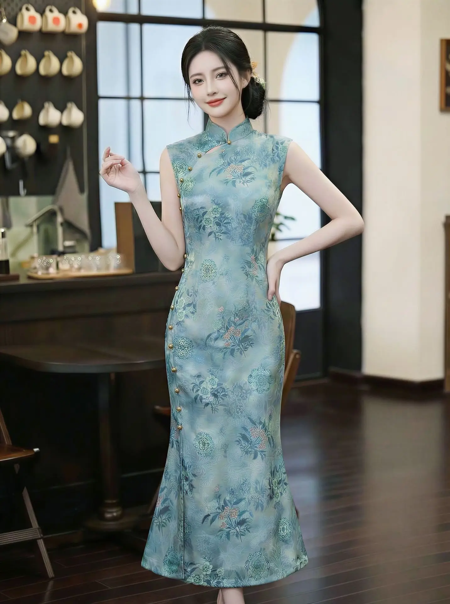 Blue Chinese Style Improved Mermaid Qipao Women's Sleeveless Slim Temperament Young Dress Qipao
Blue Chinese Style Improved Mermaid Qipao Women's Sleeveless Slim Temperament Young Dress Qipao