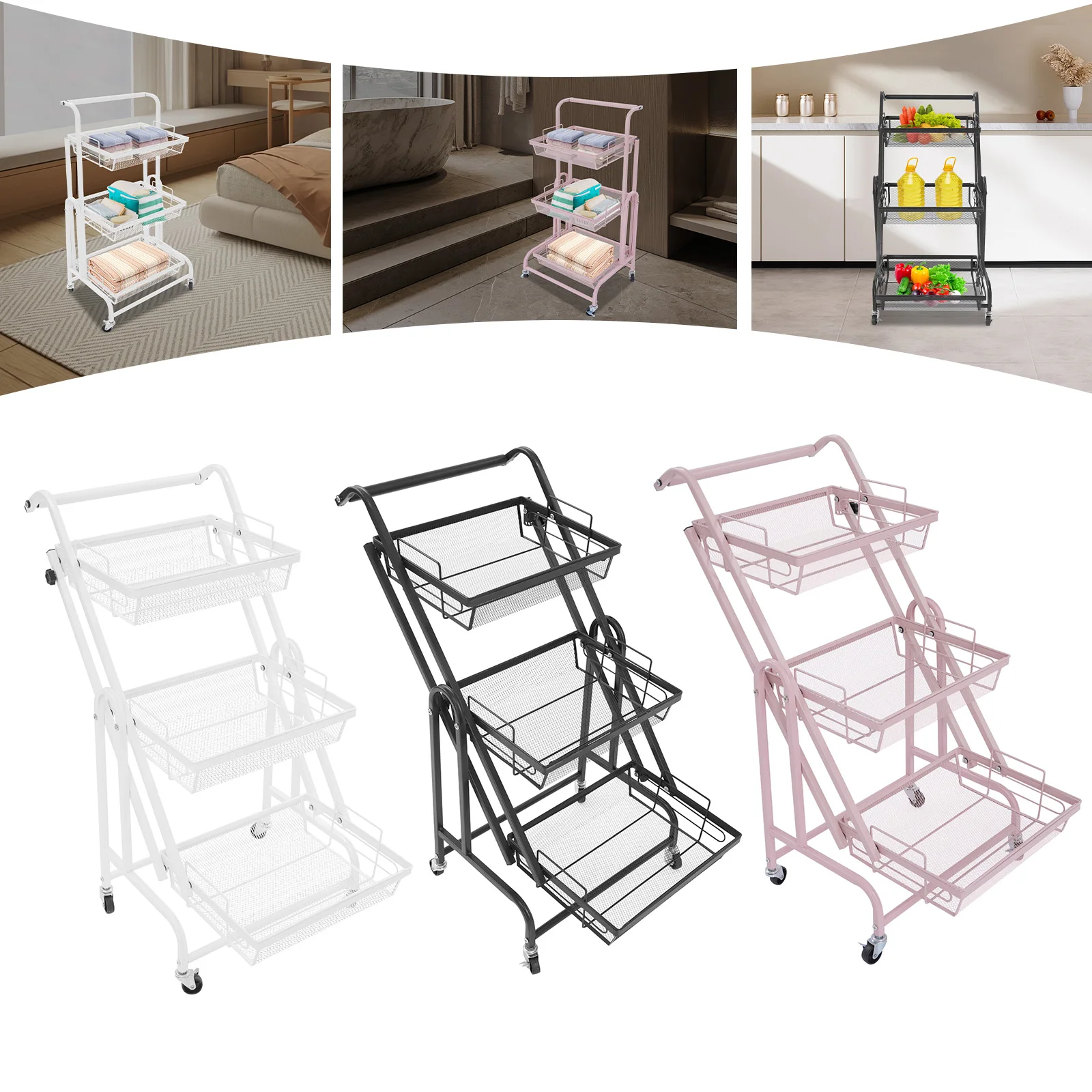 3-Tier Adjustable Rolling Cart Multi-Functional Storage Cart Storage Organizer Kitchen shelves w/Wheels for Office Bathroom
3-Tier Adjustable Rolling Cart Multi-Functional Storage Cart Storage Organizer Kitchen shelves w/Wheels for Office Bathroom