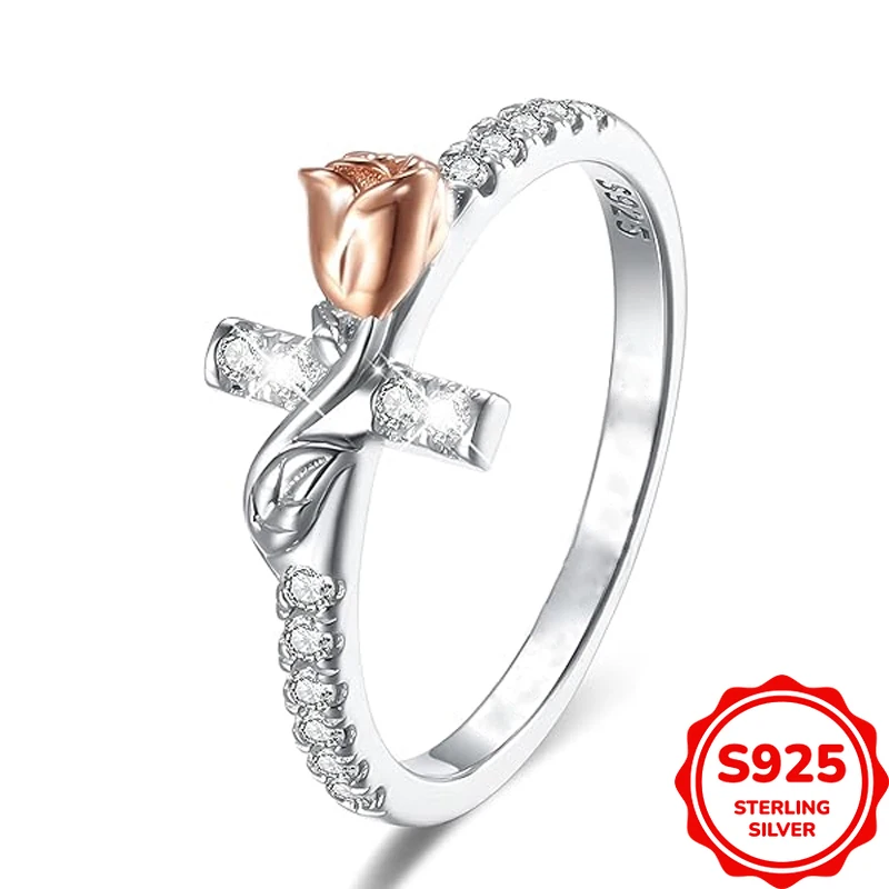 Fashionable and Versatile Authentic S925 Silver Two-tone Rose Ring
Fashionable and Versatile Authentic S925 Silver Two-tone Rose Ring