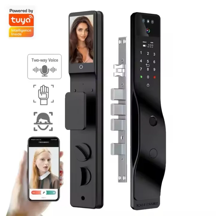 004 Tuya WiFi 3D распознавание лиц черный умный дверной замок с камерой Palm Vein умный дверной замок видеодомофон домофон
004 Tuya WiFi 3D распознавание лиц черный умный дверной замок с камерой Palm Vein умный дверной замок видеодомофон домофон