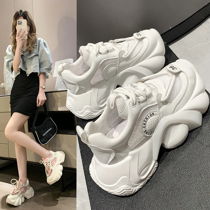 Classic Sneakers Women High Heels Lace Up Platform Shoes Woman Breathable Mesh Solid Leisure Round Toe Vulcanize Shoes Plus Size
Classic Sneakers Women High Heels Lace Up Platform Shoes Woman Breathable Mesh Solid Leisure Round Toe Vulcanize Shoes Plus Size
