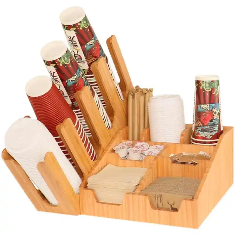 Wooden disposable paper cup holder Bar counter Commercial paper towel straw Storage box Coffee milk tea shop Cup holder Cup sepa
Wooden disposable paper cup holder Bar counter Commercial paper towel straw Storage box Coffee milk tea shop Cup holder Cup sepa