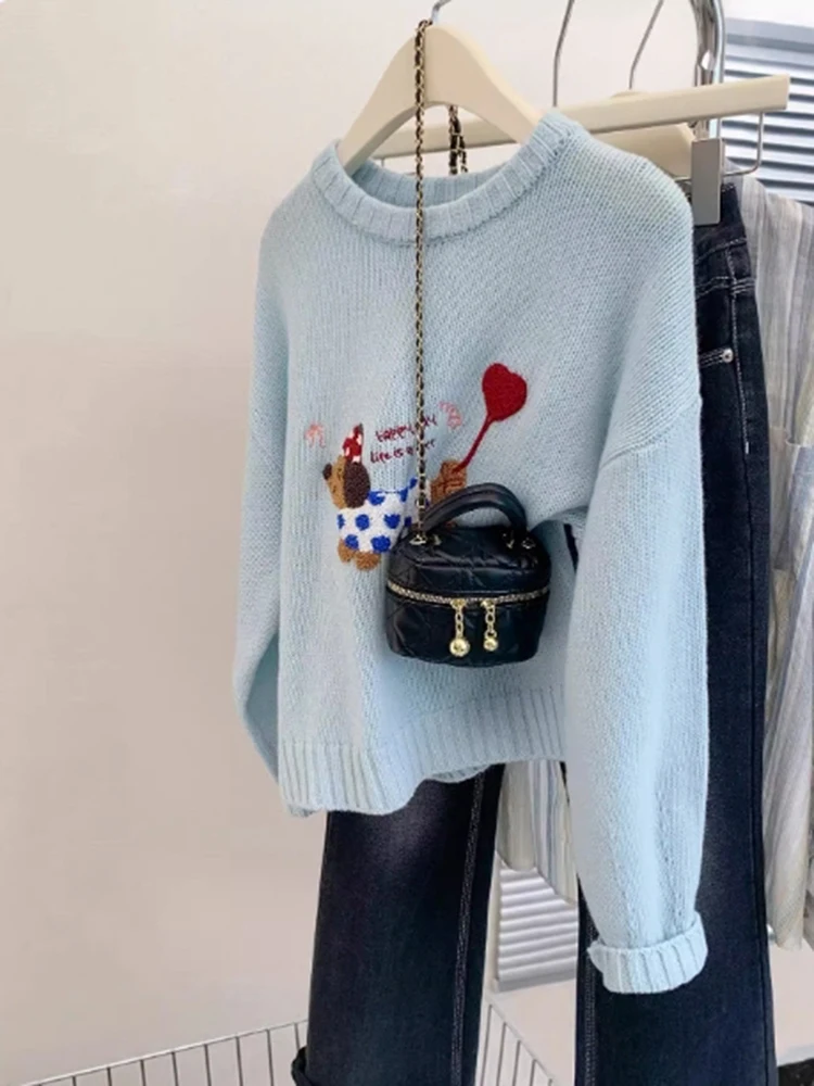 Harajuku Casual Puppy Embroidered Sweater Autumn New Women Round Neck Pullover Tops Lazy Style Long Sleeve Sweater
Harajuku Casual Puppy Embroidered Sweater Autumn New Women Round Neck Pullover Tops Lazy Style Long Sleeve Sweater