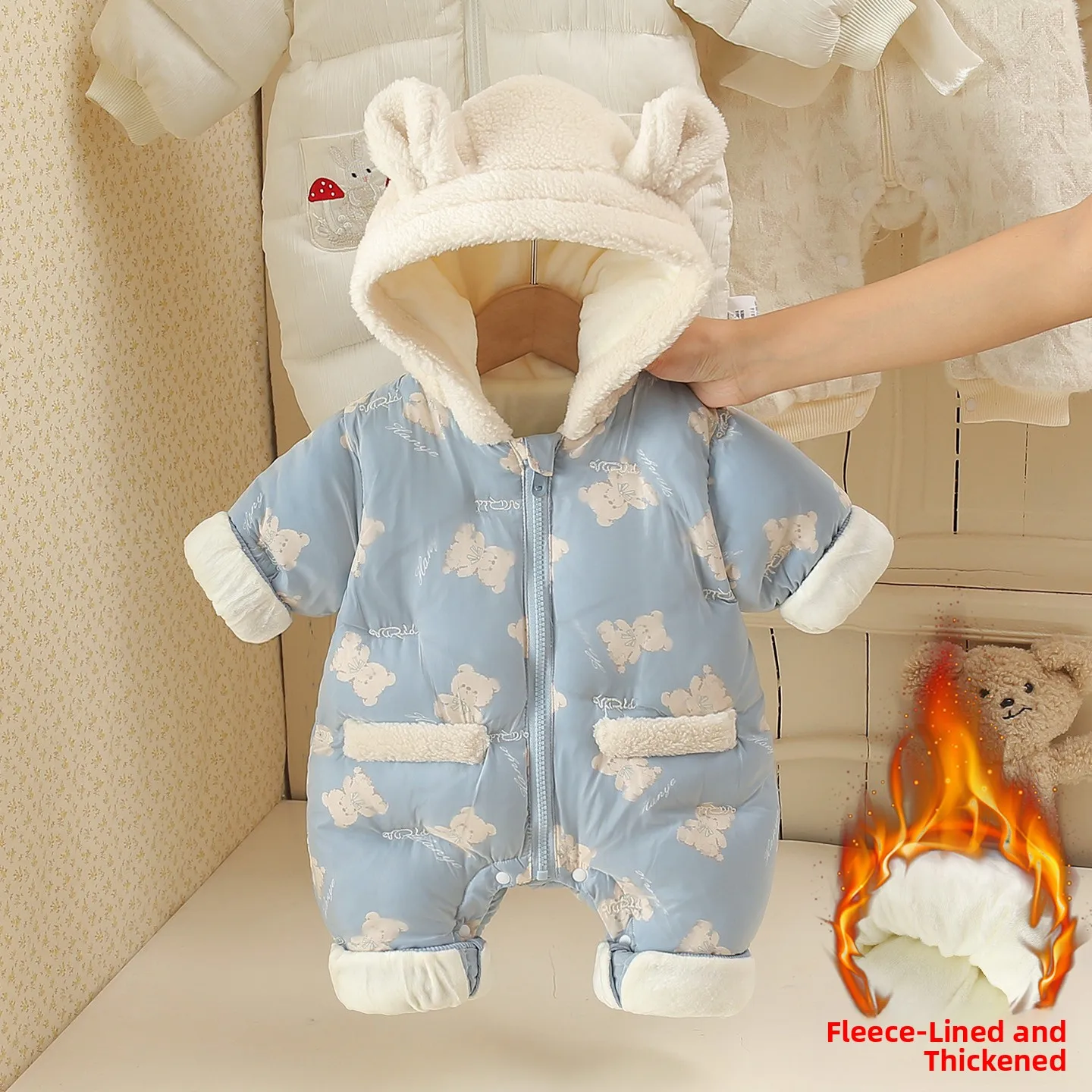 Adorable Baby Bear Winter Outfit Fleece Lined Cotton Onesie for Newborn Boys Warm Clothes for Outdoor Trips Infant Clothes
Adorable Baby Bear Winter Outfit Fleece Lined Cotton Onesie for Newborn Boys Warm Clothes for Outdoor Trips Infant Clothes
