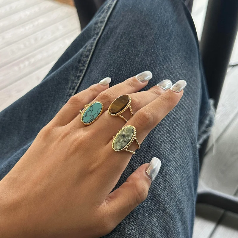 European American Style Women's Ring Blue Turquoise Tiger Eye African Pine Adjustable Open Niche
European American Style Women's Ring Blue Turquoise Tiger Eye African Pine Adjustable Open Niche