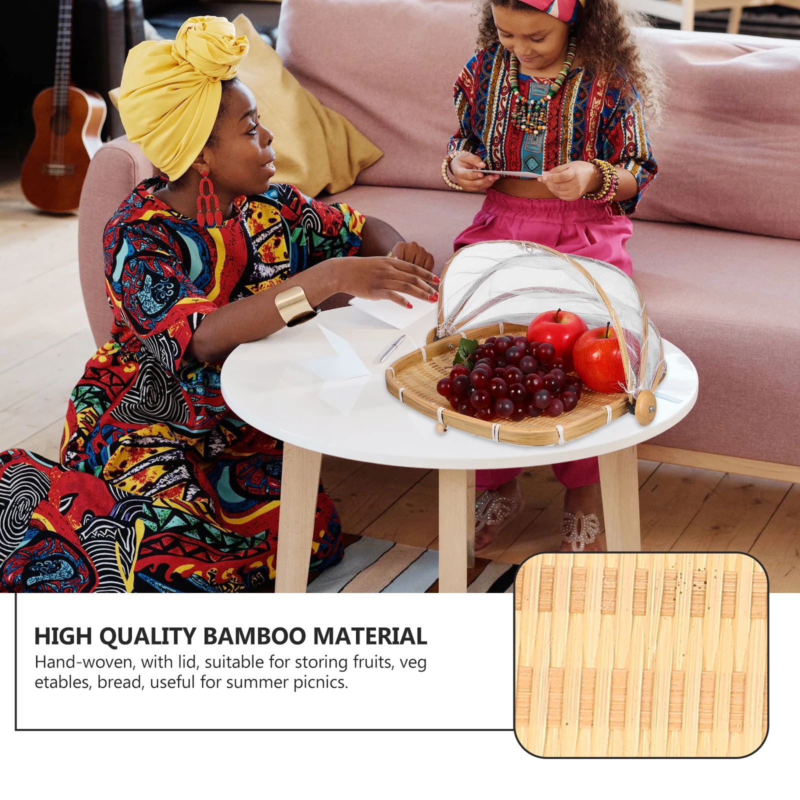 Bamboo Storage Basket Woven Bread Pastry Snack Holder Multi purpose Fruit Vegetable Container Fly proof Net Cover Lightweight
Bamboo Storage Basket Woven Bread Pastry Snack Holder Multi purpose Fruit Vegetable Container Fly proof Net Cover Lightweight