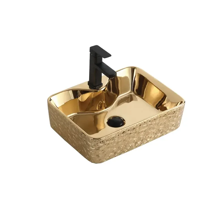 z Face Basin Bathroom Sinks Gold Color Designers Washroom Ceramic Luxury Contemporary Embossed Villa Rectangular Sink 10 Sets
z Face Basin Bathroom Sinks Gold Color Designers Washroom Ceramic Luxury Contemporary Embossed Villa Rectangular Sink 10 Sets