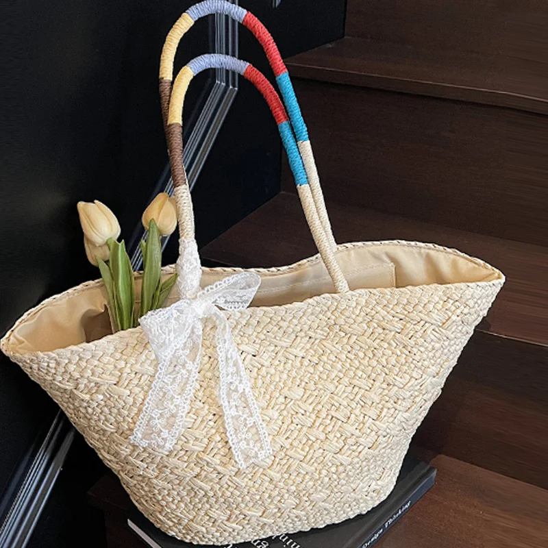 New Large Capacity Straw Tote Bag Designer Women Handbags Handmade Woven Summer Beach Bag Big Shopper Purses
New Large Capacity Straw Tote Bag Designer Women Handbags Handmade Woven Summer Beach Bag Big Shopper Purses
