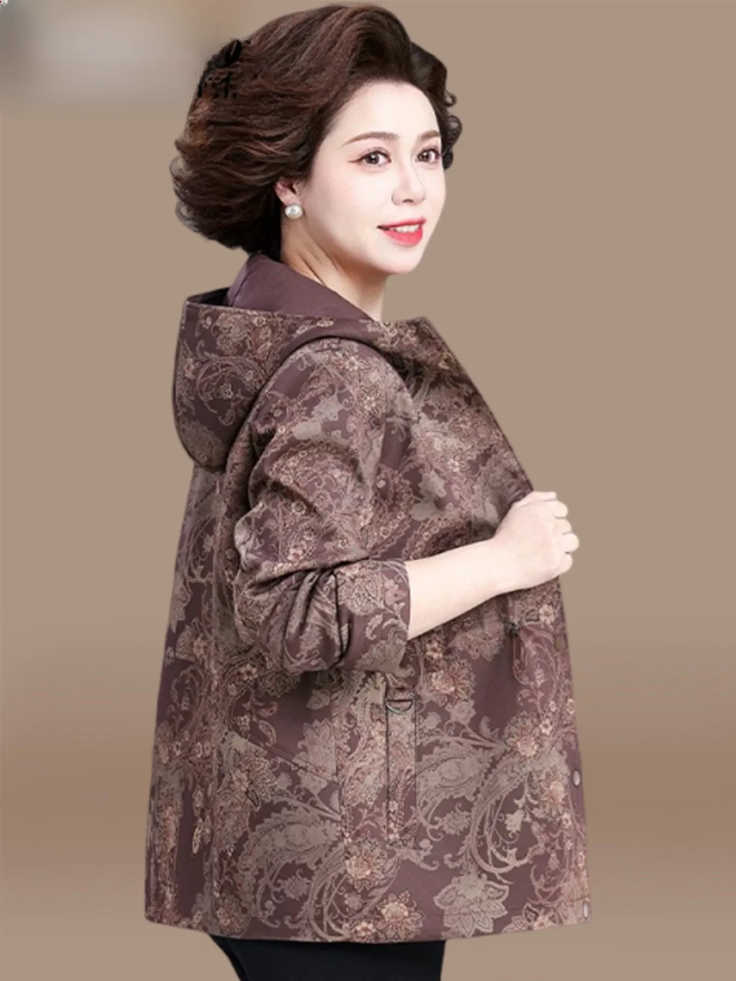 Casual Hooded Spring Jacket Women's Fashionable Coat Middle-Aged And Elderly Stylish Top Zipper Closure Floral Patterned
Casual Hooded Spring Jacket Women's Fashionable Coat Middle-Aged And Elderly Stylish Top Zipper Closure Floral Patterned