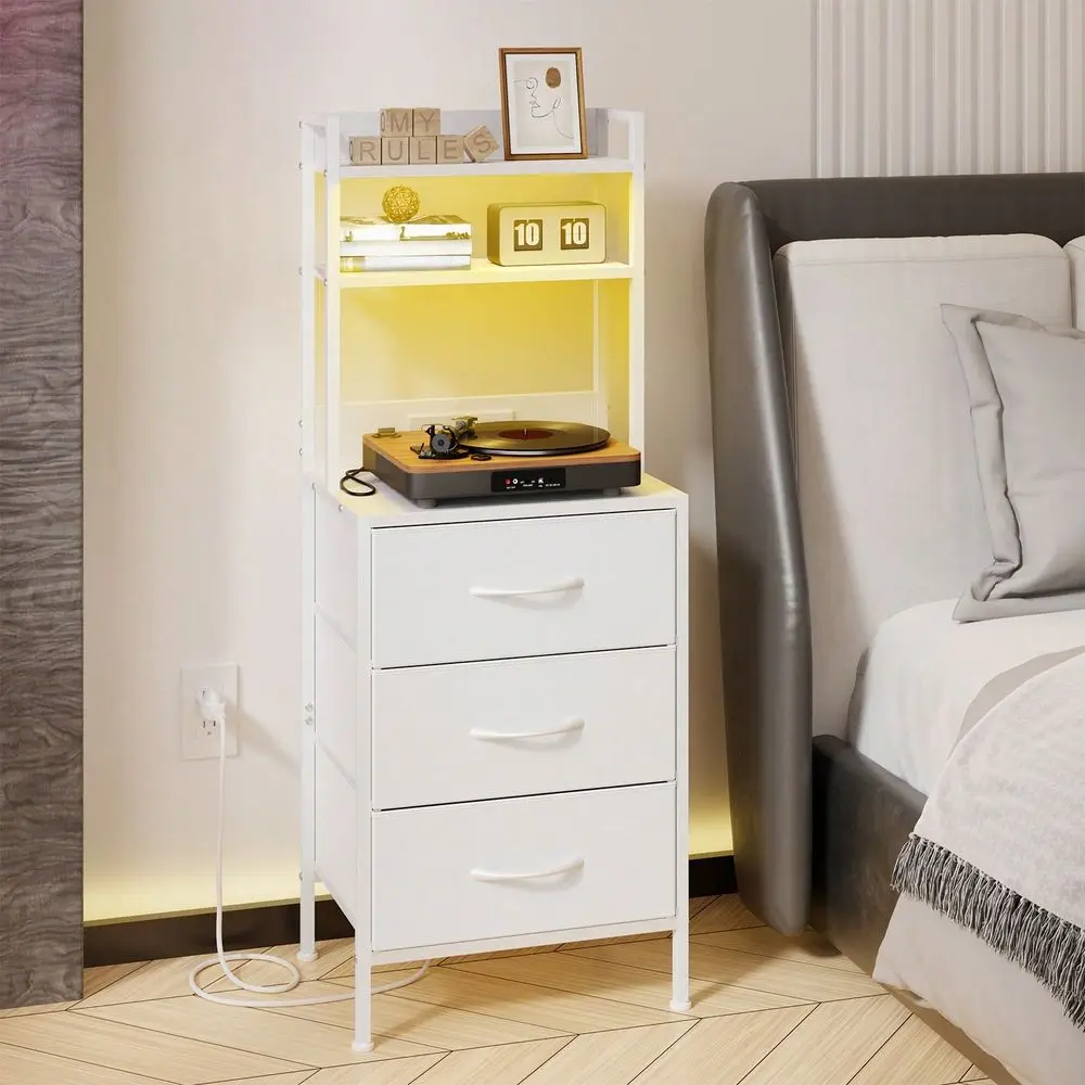 41 Inch Tall LED Nightstand With Charging Station, 3 Drawer Storage Dresser With USB Socket, Multifunctional Vanity Side Table
41 Inch Tall LED Nightstand With Charging Station, 3 Drawer Storage Dresser With USB Socket, Multifunctional Vanity Side Table