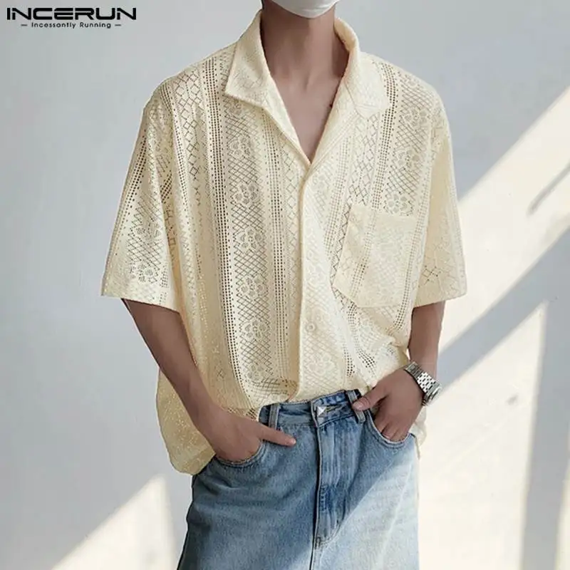 INCERUN Tops 2024 Korean Style New Men's Fashion Hollow Lace Printing Shirts Casual Street Male Lapel Short Sleeved Blouse S-5XL
INCERUN Tops 2024 Korean Style New Men's Fashion Hollow Lace Printing Shirts Casual Street Male Lapel Short Sleeved Blouse S-5XL