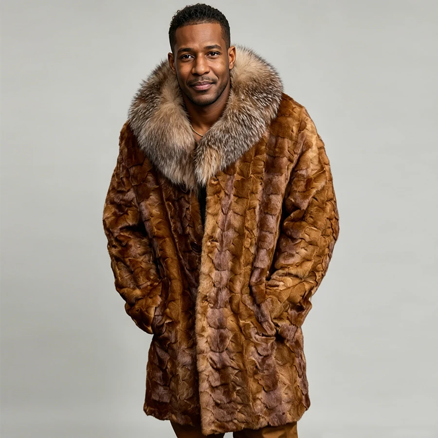 Men's Real Mink Fur Coats With Fox Fur Collar Mid-Length Fur Jacket Cropped Mink Fur Jacket Hot Selling Natural Fur Jacket
Men's Real Mink Fur Coats With Fox Fur Collar Mid-Length Fur Jacket Cropped Mink Fur Jacket Hot Selling Natural Fur Jacket