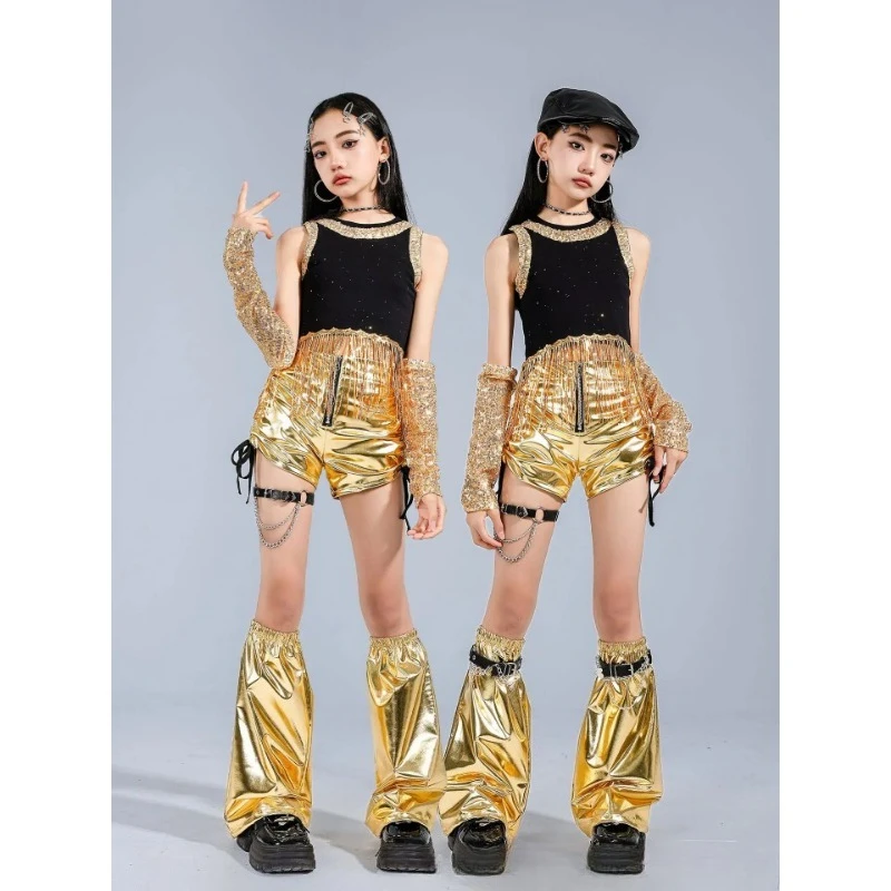 Girls Hip Hop Golden Shiny Crop Top Street Dance Shorts Kids K-pop Jazz Clothes Sets Child Teens Girl Group Streetwear Costumes
Girls Hip Hop Golden Shiny Crop Top Street Dance Shorts Kids K-pop Jazz Clothes Sets Child Teens Girl Group Streetwear Costumes