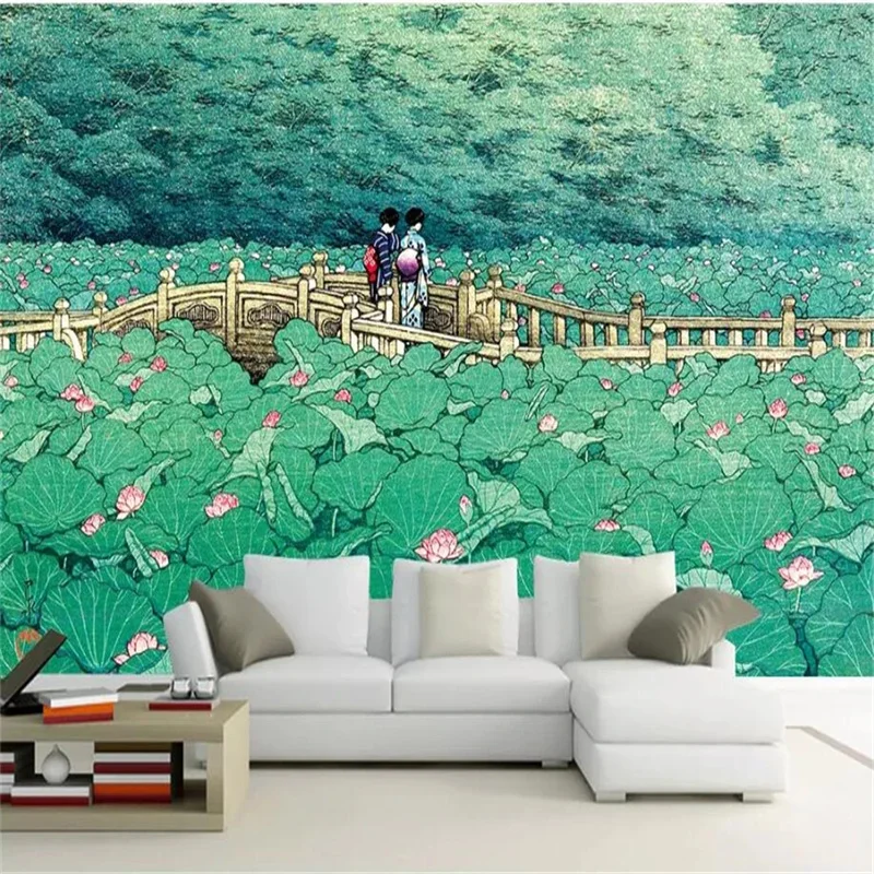 beibehang Custom large wallpaper 3d living room mural Japanese style lotus bridge beautiful wall papers home decor 3d wallpaper
beibehang Custom large wallpaper 3d living room mural Japanese style lotus bridge beautiful wall papers home decor 3d wallpaper