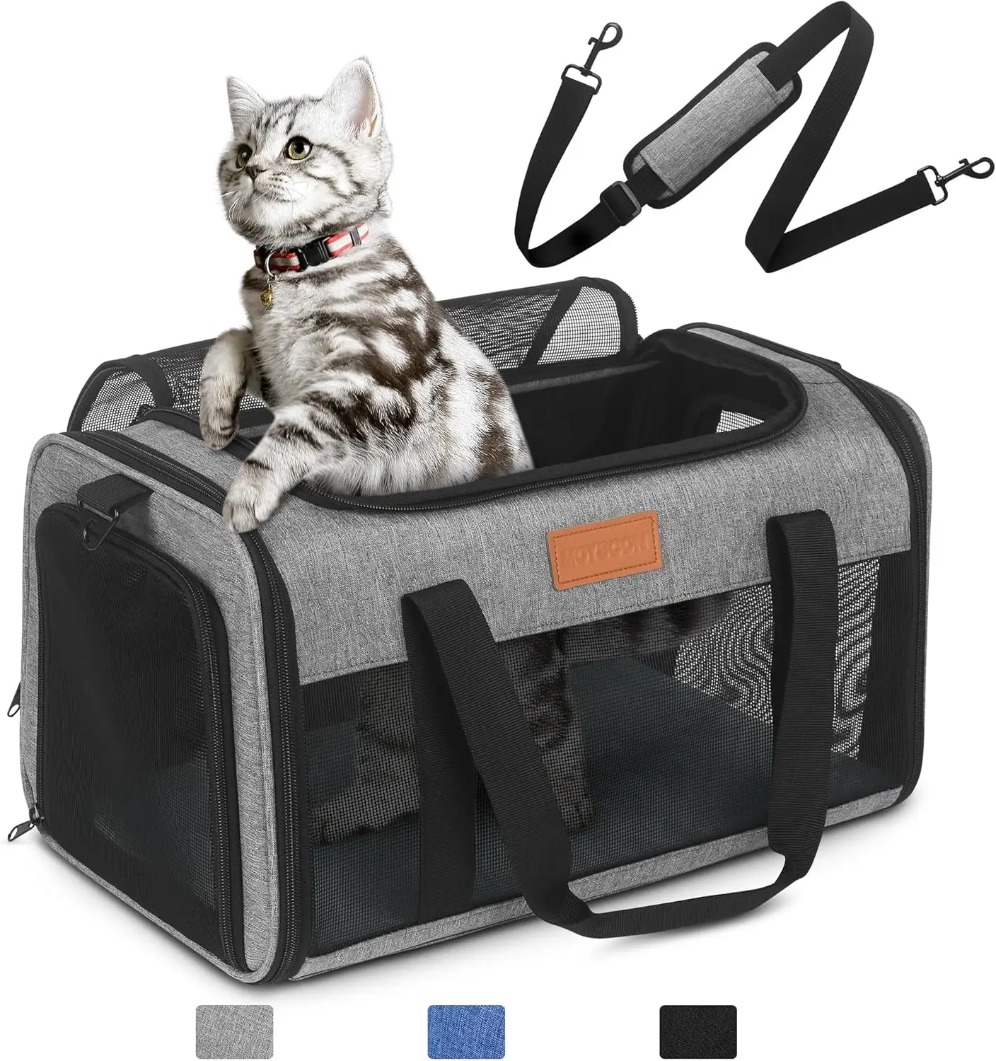 TSA Approved Soft Sided Pet Carrier 17'x11'x9.5' for Small Cats Up to 12 lb, Underseat Travel Carrier with Safety Zipper and
TSA Approved Soft Sided Pet Carrier 17'x11'x9.5' for Small Cats Up to 12 lb, Underseat Travel Carrier with Safety Zipper and