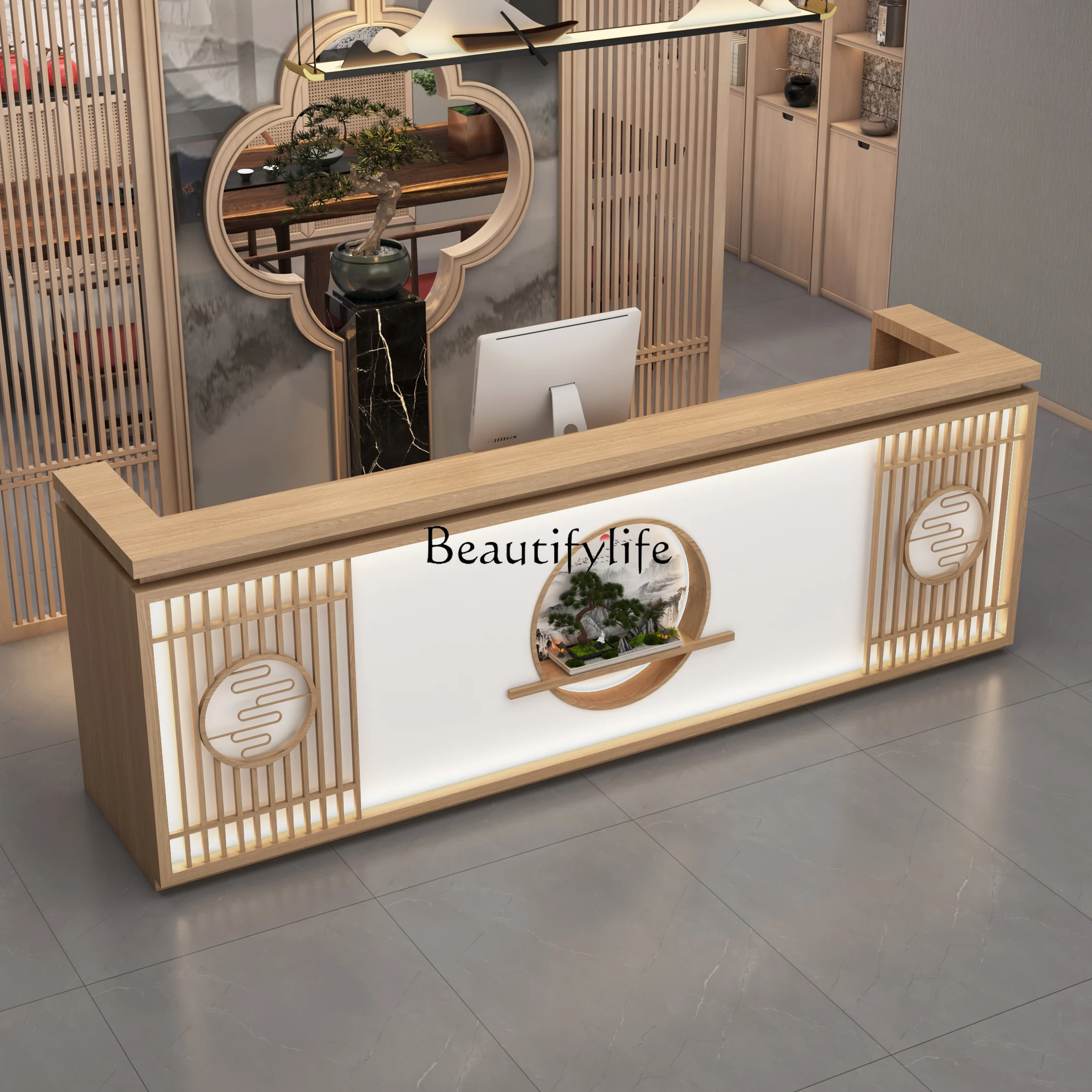 New Chinese style checkout page Health foot bath Mingsu beauty salon Tea shop Tea shop Simple counter
New Chinese style checkout page Health foot bath Mingsu beauty salon Tea shop Tea shop Simple counter