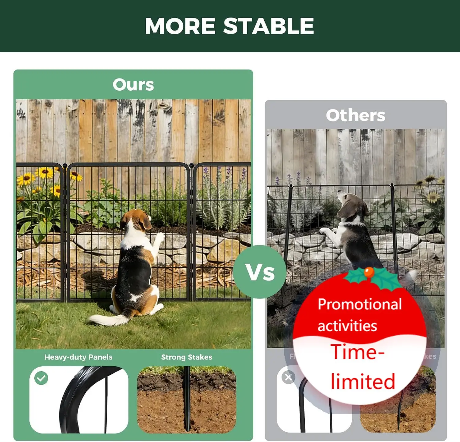 Garden Fence Outdoor for the Yard – 32in(H) x 36.4ft(L) Heavy Duty Metal Animal Barrier for Dog, No Dig Decorative Dog Fence, 16
Garden Fence Outdoor for the Yard – 32in(H) x 36.4ft(L) Heavy Duty Metal Animal Barrier for Dog, No Dig Decorative Dog Fence, 16