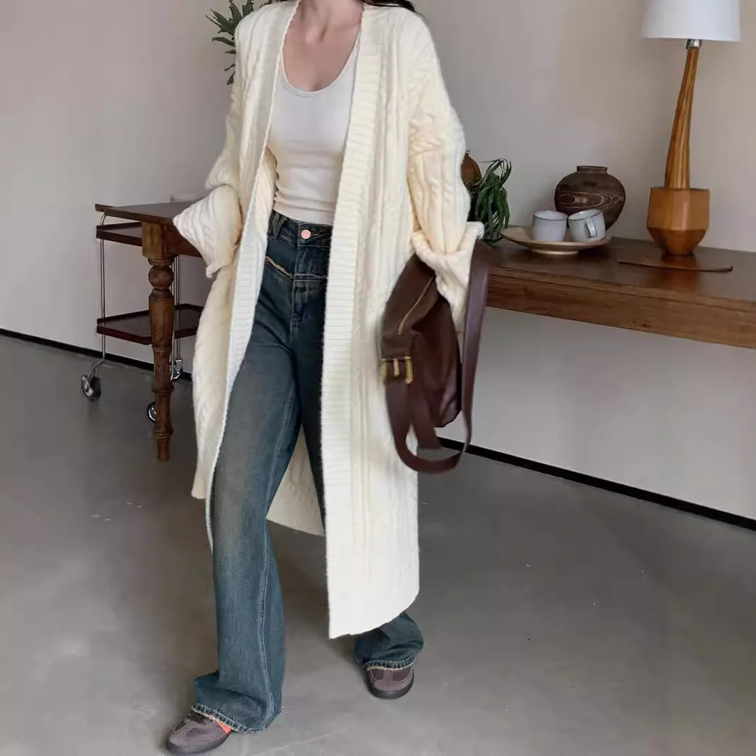 2026 Women Knitted Cardigan Sweaters Long Solid Jumpers Cable Knit V Neck Long Sleeve Open Stitch Loose Casual Autumn Winter
2026 Women Knitted Cardigan Sweaters Long Solid Jumpers Cable Knit V Neck Long Sleeve Open Stitch Loose Casual Autumn Winter