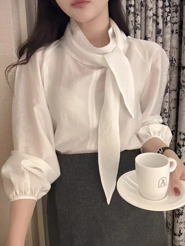 Chic Spring Autumn High Collar Sa Design Loose Casual Thin Long Sve irt Top Women Korean Sle Commute Loose Fit
Chic Spring Autumn High Collar Sa Design Loose Casual Thin Long Sve irt Top Women Korean Sle Commute Loose Fit