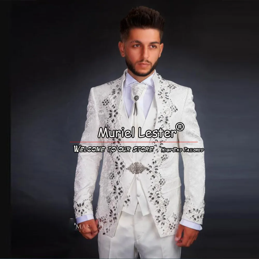 Luxury Wedding Suits For Men Jacquard Beaded Groom Tuxedos 3 Pieces Sets Male Prom Blazers Slim Fit Man Fashion Party Dress
Luxury Wedding Suits For Men Jacquard Beaded Groom Tuxedos 3 Pieces Sets Male Prom Blazers Slim Fit Man Fashion Party Dress